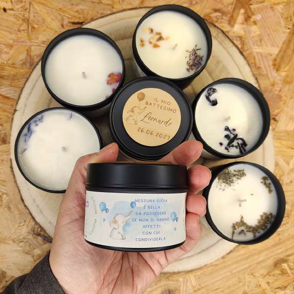 Candela artigianale profumata  b Abbraccio Naturale 09  b  linea DINO ELEFANTINO